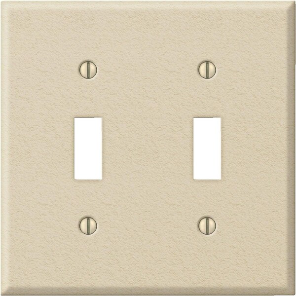 Amerelle PRO 2-Gang Stamped Steel Toggle Switch Wall Plate, Ivory Wrinkle C982TTIV - main